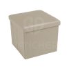 POUF CONTENITORE QUADRATO IMBOTTITO BEIGE - immagine 2